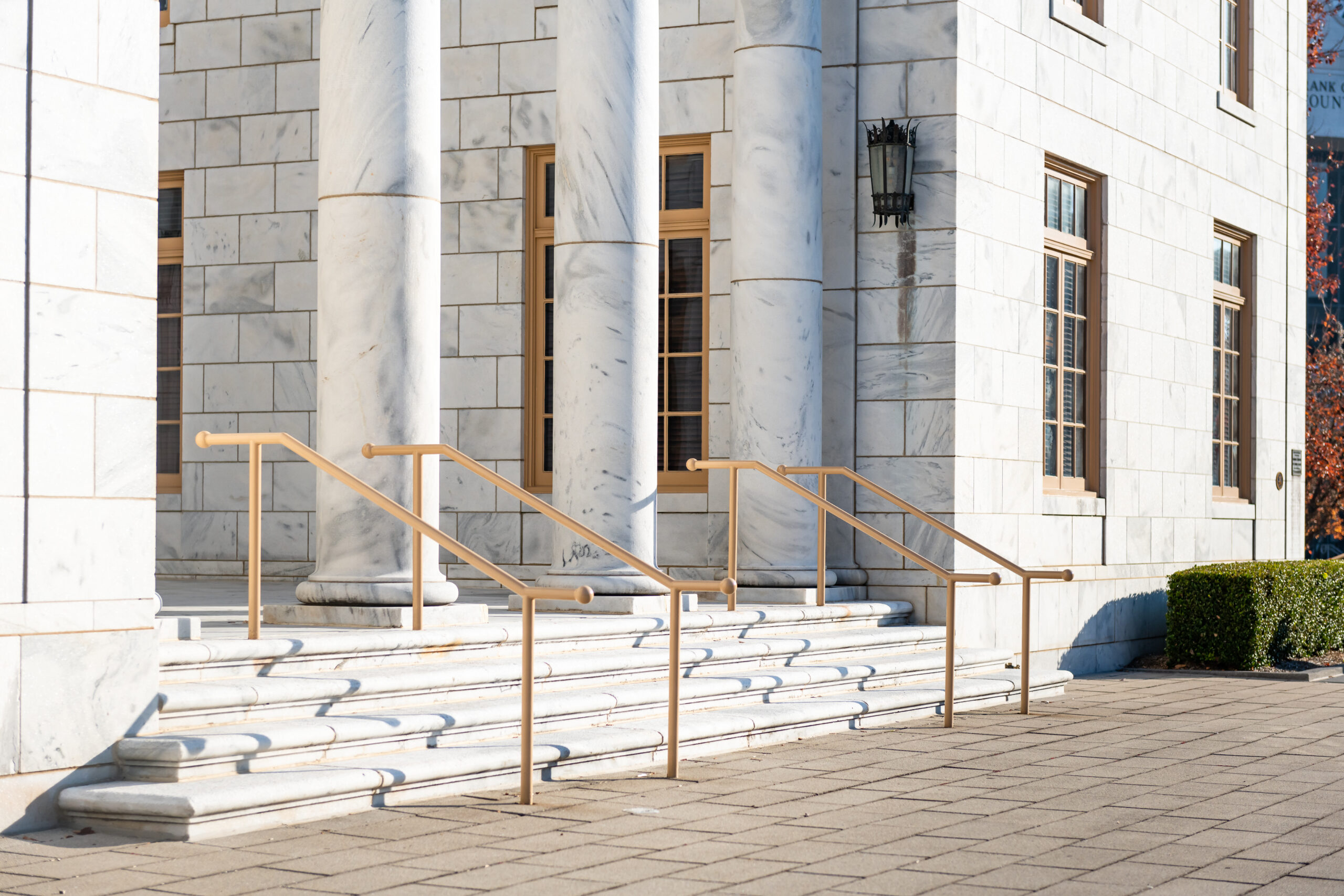 classic white marble courthouse facade stairs